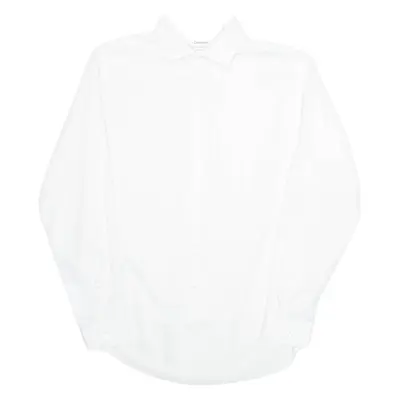 CALVIN KLEIN Slim Fit Mens Plain Shirt White Long Sleeve XL