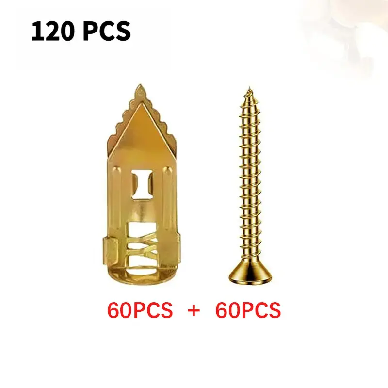 60/120 Count Drywall Self-Drilling Anchors & Screws,No Drill Needed - Easy Application Without Wall Holes,Heavy-Duty Zinc-Pla...