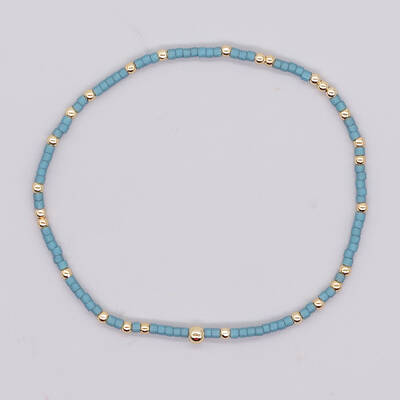 Bohemian Style Rainbow Glass & Brass Beaded Handmade Fashion Women's Bracelet