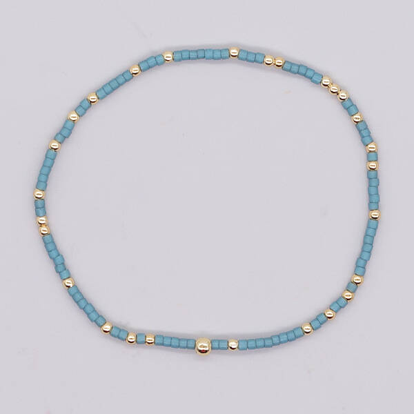 Bohemian Style Rainbow Glass & Brass Beaded Handmade Fashion Women's Bracelet