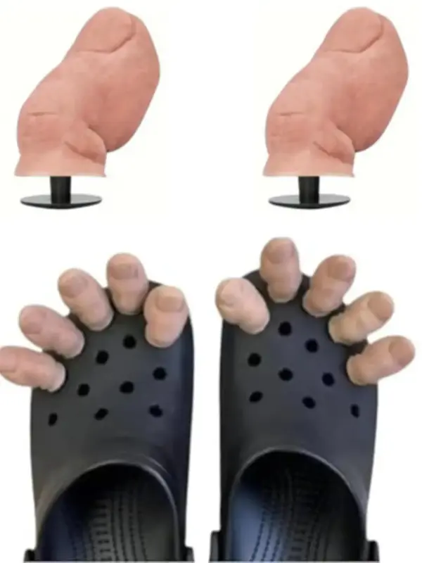 Funny Toe Design Shoe Charms, 2 Counts Big Toe Shaped Charm, Ugly Big Toe Shoes Charm, DIY Unique Rubber Shoe Decoration Char...