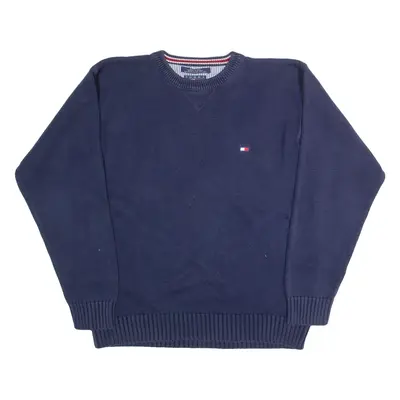 TOMMY HILFIGER Mens Jumper Blue 90s Tight Knit L
