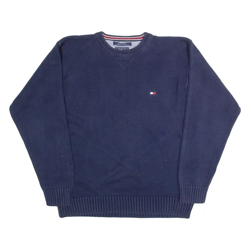 TOMMY HILFIGER Mens Jumper Blue 90s Tight Knit L