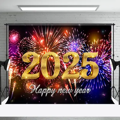 Aperturee Fiery 2025 New Years Eve Celebration Night Sky Backdrop - Aperturee