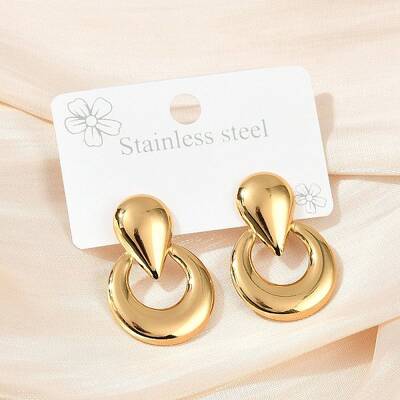 Flat Round 304 Stainless Steel Stud Earrings