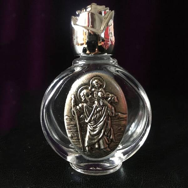 Glass Holy Water Bottle with Zinc Alloy Cap