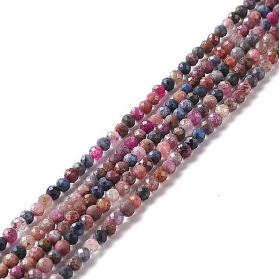 Natural Red Corundum/Ruby and Sapphire Beads Strands