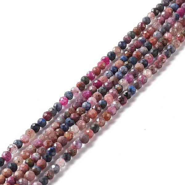 Natural Red Corundum/Ruby and Sapphire Beads Strands