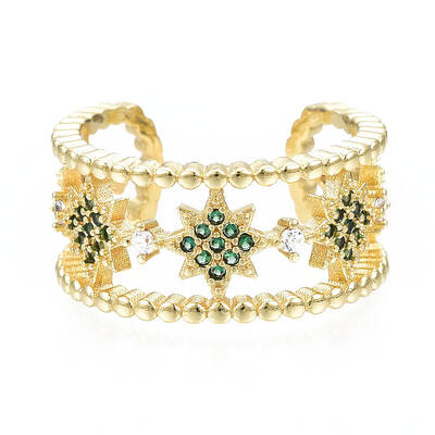 Cubic Zirconia Star Open Cuff Ring