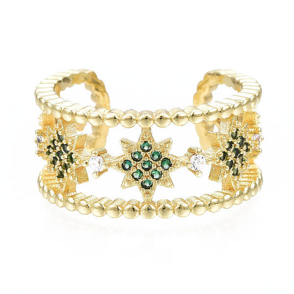 Cubic Zirconia Star Open Cuff Ring