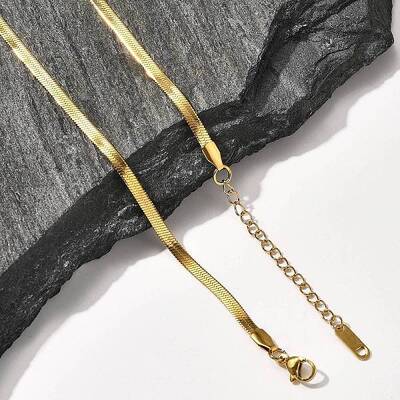 3mm Stainless Steel Flat Snake Chain Necklaces for Men Women