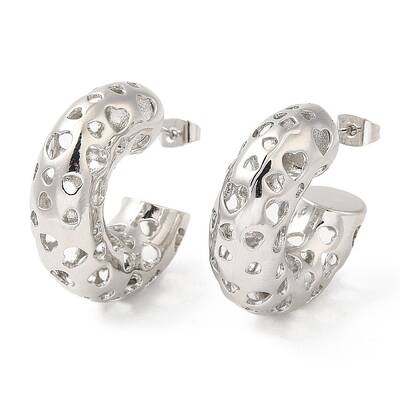 Brass Grooved Round Stud Earrings