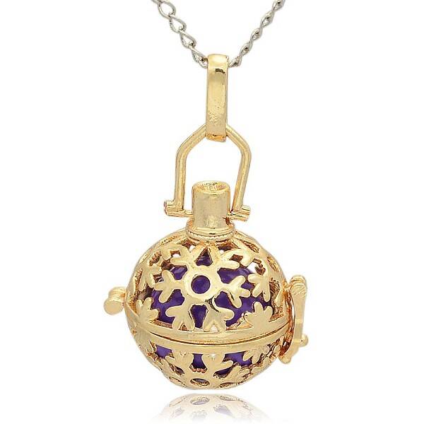 Golden Tone Brass Hollow Round Cage Pendants