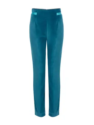 BUD | High-Waist Velvet Trousers | Colour: DEEP LAKE | Size: XL