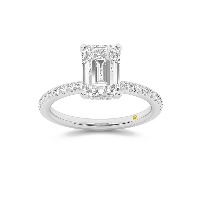 Kyoto Hidden Halo Emerald Cut Lab Grown Diamond Engagement Ring | 10K White Gold 1 3/4 CT. TW.