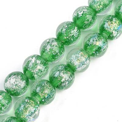 Handmade Gold Foil Lampwork Beads Strands