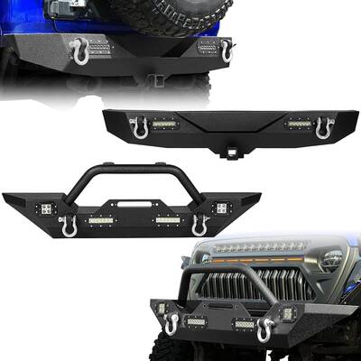 YITAMOTOR® Front Rear Bumper for 2018-2025 Jeep Wrangler JL & Unlimited, w/ LED Lights & D-rings