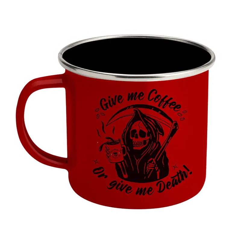 Give Me Coffee Enamel Steel Mug 12 oz