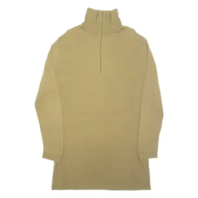 Mens T-Shirt Green Long Sleeve 1/4 Zip 3XL