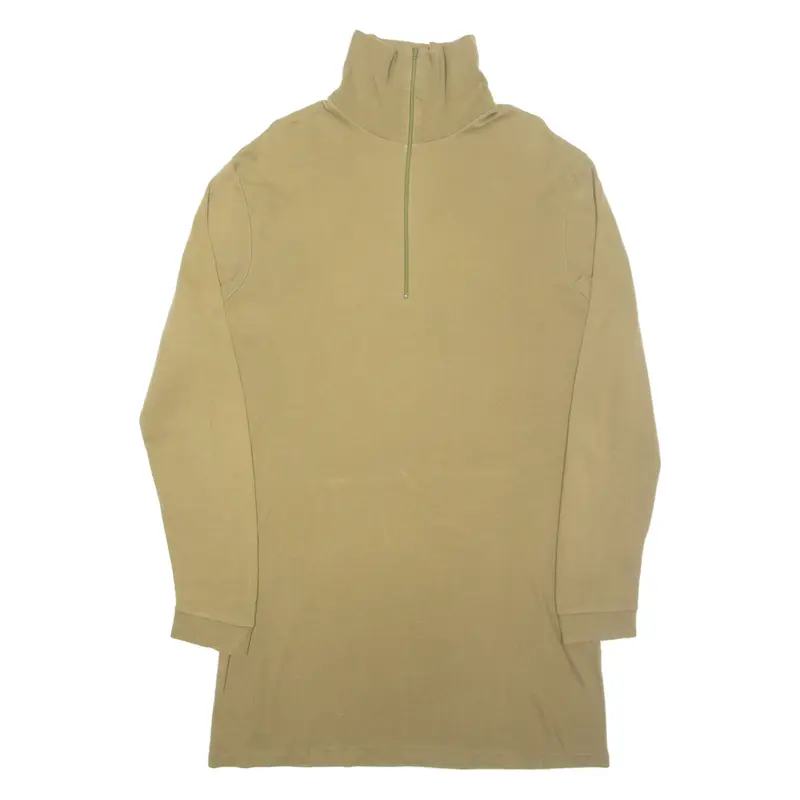 Mens T-Shirt Green Long Sleeve 1/4 Zip 3XL