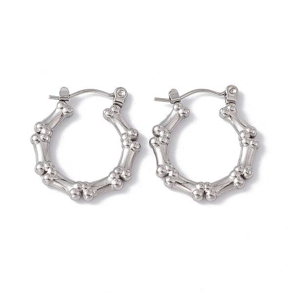 Non-Tarnish 304 Stainless Steel Dog Bone Wrap Hoop Earrings for Women