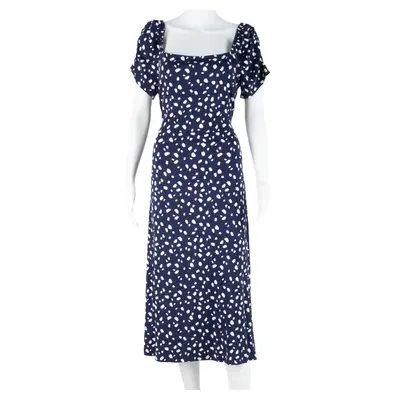 SOSANDAR Womens Day Dress Blue Viscose Spotted Short Sleeve Knee Length XL