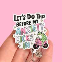 Glitter My Badge Let’s do this before my anxiety kicks in funny frog badge reel for nurse and hospital workers. Badge clip ...