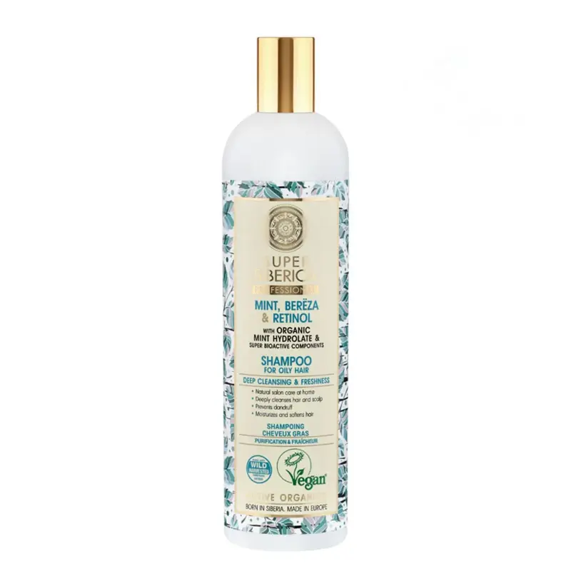 Natura Siberica Menta Betulla Retinolo Shampoo Professionale per capelli Grassi 400ml