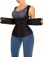Women's Sexy Solid Velcro Design Shapewear Tank Top, Adjustable Hook & Eye Closure Tummy Control Shaper, Waistband, Shapewear...