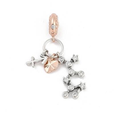 Brass Pendants with Cubic Zirconia European Beads