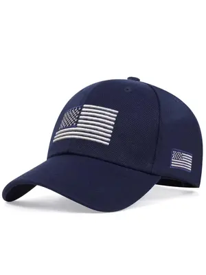 Flag Patch Baseball Cap With Adjustable Strap, Outdoor Sports Duckbill Cap, Daily Use