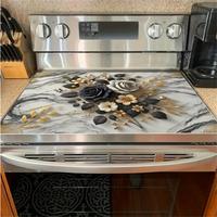 Flower Pattern Gas Stove Cooktop Panel Protector Cover, 1 Count Heat & Scratch Resistant Stove Top Protector, Easy To Clean S...