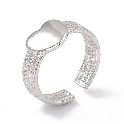 Non-Tarnish 304 Stainless Steel Heart Open Cuff Ring for Women
