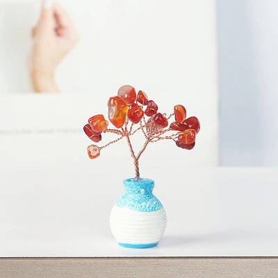 Resin Vase with Natural Carnelian Chips Tree Ornaments