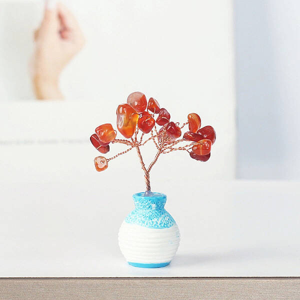 Resin Vase with Natural Carnelian Chips Tree Ornaments