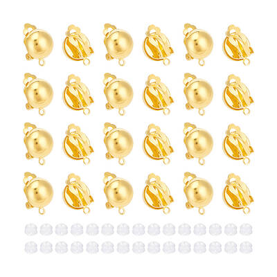 30Pcs Half Round Brass Clip-on Earring Findings