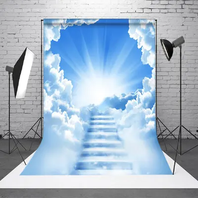 Paradise Stairway Holy Light Cloud Memorial Backdrop - Aperturee