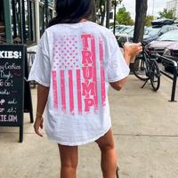 Trump 2024 T-shirt Pink Trump Shirt American Flag Pink 45 47 Tee MAGA Shirt Election T-shirt Women's Trump T-shirt Patriot Te...
