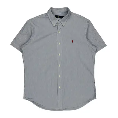 Ralph Lauren Striped Short Sleeve Shirt - Large Blue Cotton