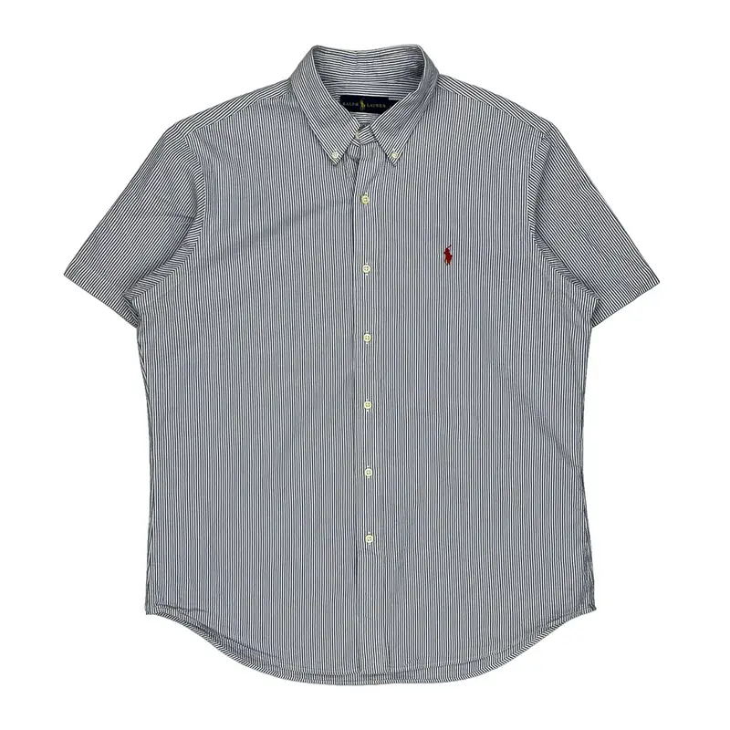 Ralph Lauren Striped Short Sleeve Shirt - Large Blue Cotton