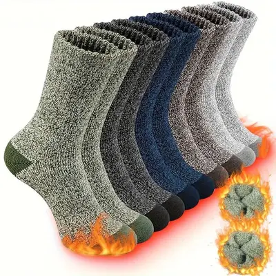 Unisex Thickened Warm Socks, 5 Pairs Casual Comfy Breathable Socks for Hiking, Fishing, Outdoor Sports, Men & Women Socks for...