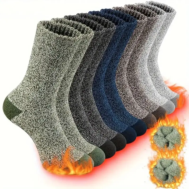 Unisex Thickened Warm Socks, 5 Pairs Casual Comfy Breathable Socks for Hiking, Fishing, Outdoor Sports, Men & Women Socks for...