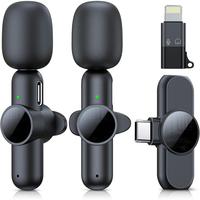 2 count Microphone for /Android Phone, USB Type-C & Lightning Mini Microphone with Noise Reduction, Lavalier Microphones Cli...