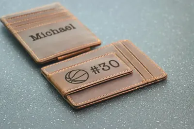 BASKETBALL Personalized Wallet / Magnet Wallet / Teen Wallet / Name Wallet - LEATHER WALLET