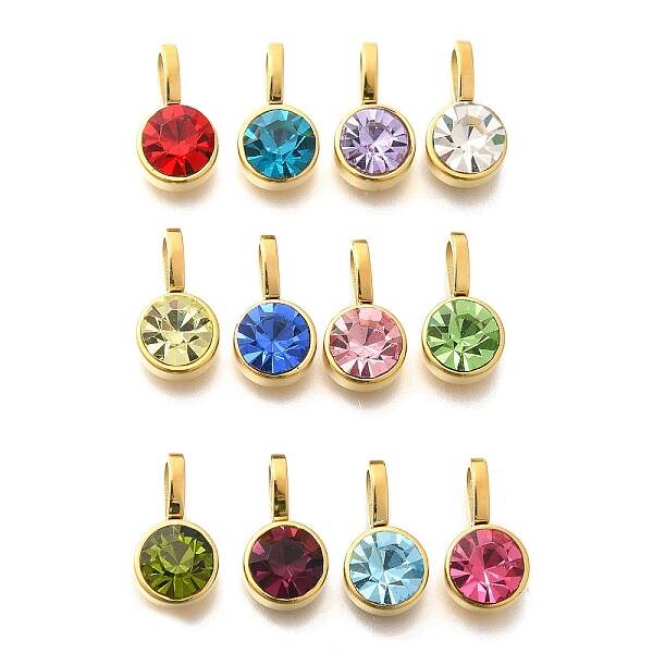 Ion Plating(IP) 304 Stainless Steel Micro Pave Rhinestonea Pendants