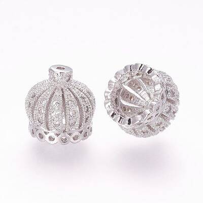 Brass Micro Pave Cubic Zirconia Beads