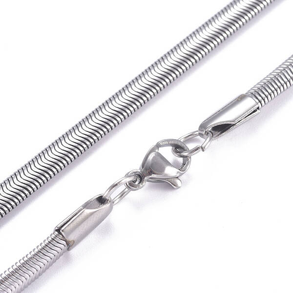 Non-Tarnish 304 Stainless Steel Flat Snake Chains Necklaces