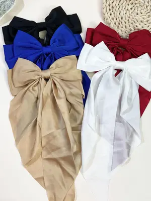 Women's Elegant Ribbon Bowknot Hair Clips, 5 Counts Summer Cute Trendy Hair Clips, Chic Gorgeous Hair Accessories for Hairsty...