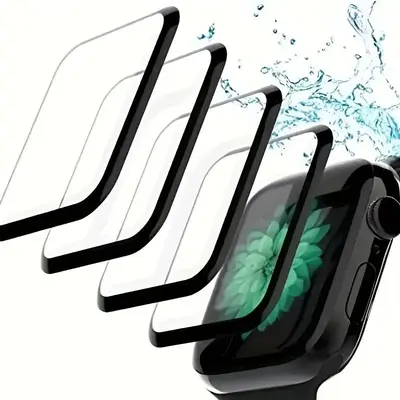 4-in-1 HD Glass Smart Watch Screen Protector Set, 1 Set Including 4 Smart Watch Screen Protectors with 2 Gift Accessories Com...