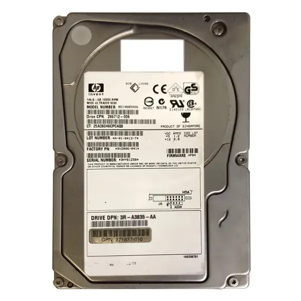 286712-006 HP 146GB Ultra-320 SCSI 10000 3.5-inch Hard Drive